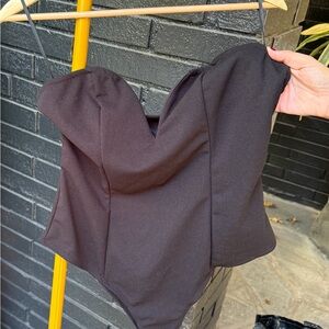 Sexy Black Strapless Bodysuit